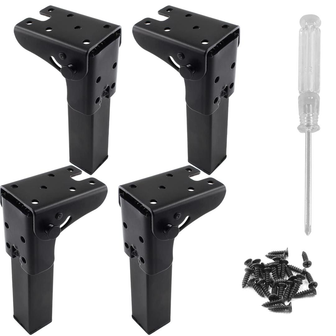 4Pcs Folding Table Furniture Legs 5.5 Inch, Heavy Duty Metal Hairpin Table Legs Decorative Foldable Furniture Feet with Mounting Screws for Table Sofa Cabinet Cupboard