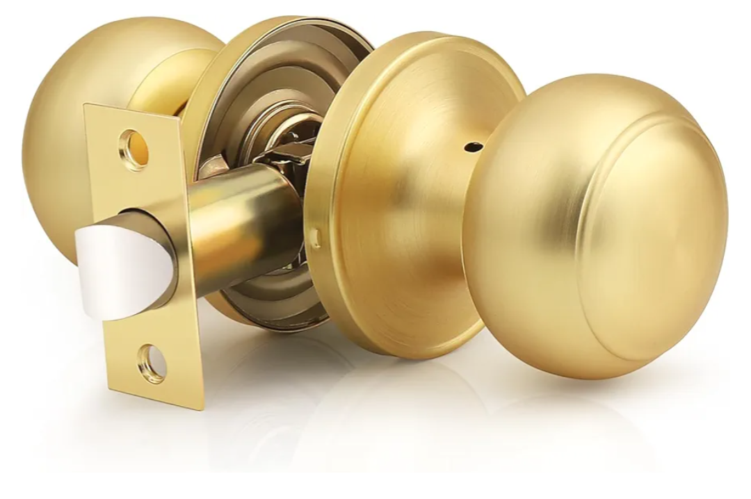 Probrico Gold Door Knob, Brass Door Knobs, Gold Door Handle Interior for Closet, Keyless Passage Door Handle, 1 Pack