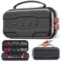 AXYBCOOL Switch 2 Case Compatible with Nintendo Switch 2(2025)/Switch/Switch OLED, Portable Hard Shell Switch 2 Travel Case for Accessories and Games with Cute Fox Shaped Zippers-Black