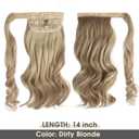 CJL HAIR 14" Short Ponytail Hair Extension Wrap Around Pony Tail Wavy Synthetic Fake Hairpiece for Women Dirty Blonde