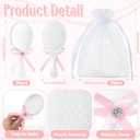 36 Sets Vintage Handheld Mirror Bulk Retro Embossed Compact Princess Makeup Mirror with Handle with Organza Bags for Princess Party Favors Travel Wedding Bridal Shower Gifts
