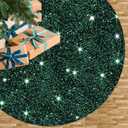 Emerald Green Christmas Tree Skirt Velvet Tree Skirt 21 Inch Small Sequin Tree Skirt Christmas Tree Mats Sparkle Rug for Christmas Tree Dark Green Tree Skirts for Slim Xmas Tree Decorations