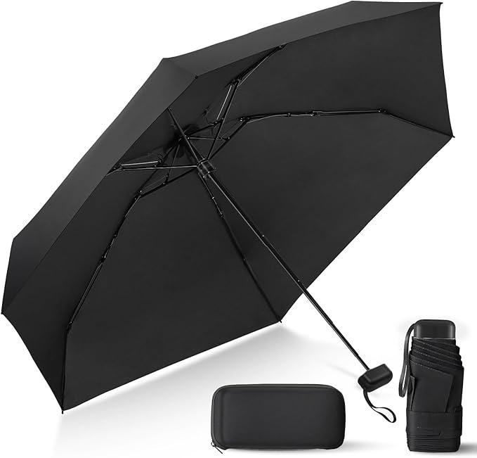 Compact Travel Umbrella with Case - Mini Umbrella for Purse, Small Lightweight &Tiny Design Perfect for Parasol Outdoor Sun&Rain Umbrellas