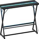 HOOBRO Bar Table,47.1" Rectangular Pub Table, Tall Counter Bar Height Table with LED Light and Glass Decoration, Modern Dining Table Footrests, for Dining Room, Pub, Tavern, Black BB68DBT01