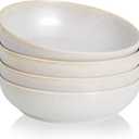 30oz Ceramic bowls set of 4-8" serving bowls for Kitchen,Pasta,Salad-Dishwasher & Microwave Safe Perfect for Housewarming, Thanksgiving, Christmas-Reactive Glaze Mixed White