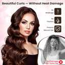 Heatless Curls Overnight, Heatless Hair Curler Set Satin with Button Closure 4 Hair Rollers for Women + Satin Hair Bonnet for Sleeping, Flexi Rods Blowout Rods for Long Hair (A - BROWN)