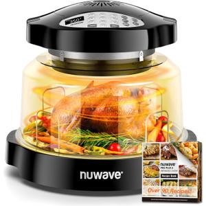 Nuwave Oven Pro Plus Air Fryer, Infra-Red Countertop, 2025 Advanced Convection, No Defrosting or Preheating, Cook Fresh or Frozen, Durable Power Dome, 100 Presets & 50 Memory, PFAS Free, Black