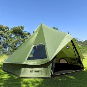 Bell Yurt Tent with Stove Jack, Waterproof Luxury 4 Season Tent 420D Oxford Cloth Glamping Tents for Family Outdoor Camping, Hunting, Party, All Year Living (Green-Oxford, 4M- 173 sq. ft)