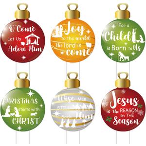 Bucherry 6 Pcs Christmas Nativity Scene Story Ball Yard Signs Christmas Nativity Manger Scene Religious Lawn for Xmas Church Home Yard Outdoor Ornaments Decorations, 16 x 12 Inch(Classic Style)