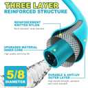 Garden-Hose 150ft x 5/8 in Heavy Duty, Lightweight and Flexible Water Hose, Burst 600 psi, Kink-less Hybrid Rubber Hose for Backyard, 3/4'' Solid Metal Fittings for All Your Watering Need