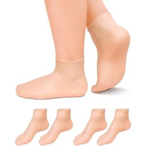DLMDLM 2 Pairs Silicone Socks for Dry Cracked Feet, L Anti Slip Soft Moisturizing Socks Softening Feet, Ultra-high Stretch Pedicure Socks Foot Care After Pedicure