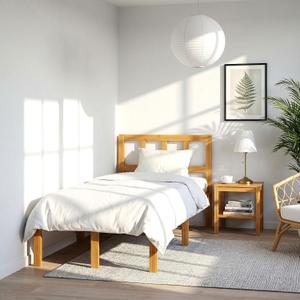 14 in Twin Size Bamboo Platform Bed Frame with Tall Headboard, Natural | 100% Natural Solid Bamboo, No Box Spring, Non-Slip Slats Support, Heavy Duty Noise-Free