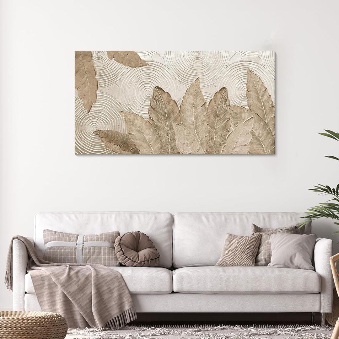 Minimalist & Modern Art for Bedroom Decor Framed Abstract & Textured Artwork for Walls Neutral & Contemporary Beige Wall art - 3D Artwork for Living Room and Boho Style Large Abstract Wall Art 2040IN (40L" x 20W")