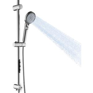 LIWEIKE Shower Slide Bar Combo, Adjustable 27.5 In Slide Bar with 5 Setting Handheld Shower Head and 60 In Stainless Steel Hose, Chrome