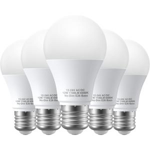 12V LED Light Bulbs, 12W 1050LM Natrual White 4000K, 80W Equivalent 12-24Volt Low Voltage E26 Base AC/DC Light Bulbs for Off Grid Solar Lighting Marine Boat, A19 RV Light Bulbs Landscape Garden Yard