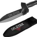 DR.TEK Metal Detector Shovel for Digging, Heavy Duty Double Serrated Digging Tool with Carry Sheath, Metal Detecting Accessories, Edge Digger Trowel for Gardening, Camping, Landscaping