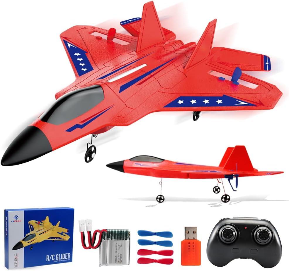 Fremego F-22 Raptor 6-Axis Gyro RC Jet 2 Batteries LED Lights EPP Foam | 6-Axis Gyro Self-Stabilization Dual Flight Modes Crash-Resistant EPP foam 2 Batteries RTF Toy Ideal Gift