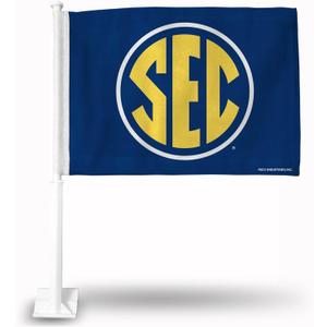 Rico Industries NCAA SEC Standard Double Sided Double Sided Car Flag - 16" x 19" - Strong Pole That Hooks onto Car/Truck/Automobile