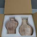 Bud Vases Set of 2, Ceramic Flower Vase Small Vase for Flowers Stereo Grain Decorative Vases for Home Decor Bathroom Living Room Boho Centerpieces for Tables Coffee Table Cottage Core(Terra)
