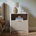 Evermagin Fluted Nightstand, Bedside Table with Drawer, White Alder, 1 Drawer, 15"D x 22.8"W x 23.6"H (Without Charging Station)