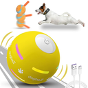 OULUXYLS Dog Balls,The 3rd Generation Interactive Toys for Puppy/Small/Medium/Large Dogs,Improved Dog Rolling Effect Tennis Ball with Strap, Tough Motion Activated Automatic Moving Dog Toys (Yellow)