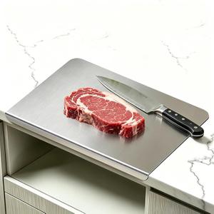 Stainless Steel Cutting Board Countertop, Food Grade Kneading Cutting Board with Lip, Metal Chopping Board for Fruits, Vegetables, Bread, Meat (23.62 in×15.74 in)