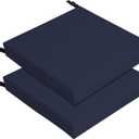 Easy-Going 24x24x4 in 2 Pack Waterproof Outdoor Chair Cushion Non-Slip Patio Garden Couch Seat Cushion with Zipper and Adjustable Straps Navy