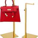 Gold Purse Display Stand, 2 Pack Handbag Display Stand Adjustable Height Stainless Steel Stability Non-slip Base, Large Bags Display Rack Luxury Purse Holder for Table Retail Closet (A-Gold)