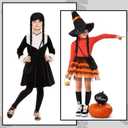 Xtinmee 4 Pcs Halloween Costumes Accessories for Girls Halloween Cosplay Party Outfit Set Black Gothic Choker Wig Bag Socks for Kids