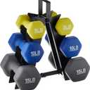 Amazon Basics Neoprene Dumbbell Hand Weights for Exercise and Muscle Toning, Style: Rack with 3 Pairs (5, 10, and 15 Pound)