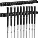 Blueweenly 2 Pack Wooden Golf Club Holder Wall Mount 12 Clips Golf Club Rack Hanger Organizer for Wall Display Garage Putters with Screws, Grip up Type (Black)