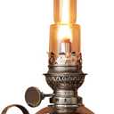 Kings County Tools Oil Lamp - 9 Tall Lantern with Antique-Style Nickel Body and Glass Chimney - Decorative Kerosene Lantern with Adjustable Wick - Oil Lamps for Indoor or Outdoor Use