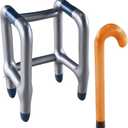 Inflatable Walker and Cane 2 Pcs Set - Old Man Costume Accessories Prop for Kids & Adults, 100 Day of School Old Lady Walking Stick for Boys Girls
