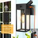 2 Pack Porch Lights with GFCI Outlet, Dusk to Dawn Motion Sensor Outdoor Lights, 2 Lighting Modes Waterproof Anti-Rust Wall Sconce Lantern, Outside Light for House, Black