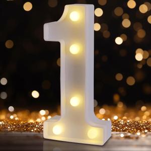 LED Marquee Numbers, Light Up Numbers for Party, Small Light Up Letters, Battery Powered Lighted Number for Birthday or Home Decor (White)