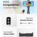 SENSYNE 62" Phone Tripod & Selfie Stick, Extendable Cell Phone Tripod Stand with Wireless Remote and Phone Holder, Compatible with iPhone Android Phone, Camera (Black)