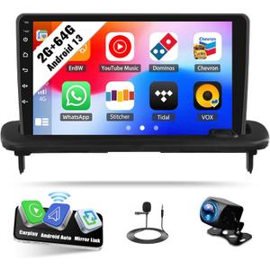 Android Car Stereo for Volvo S40/C30/C70 2006-2012 with CarPlay Android Auto Mirror Link 9 Inch Touchscreen Bluetooth GPS Navigation WiFi FM Backup Camera MIC 2G+64G