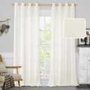 LAMIT Cream White Linen Curtains for Bedroom, 84 Inch Faux Linen Textured Light Filtering Privacy Drapes Sheer Panels for Farmhouse/Living Room, Set of 2 Panels, 52 x 84 Inch