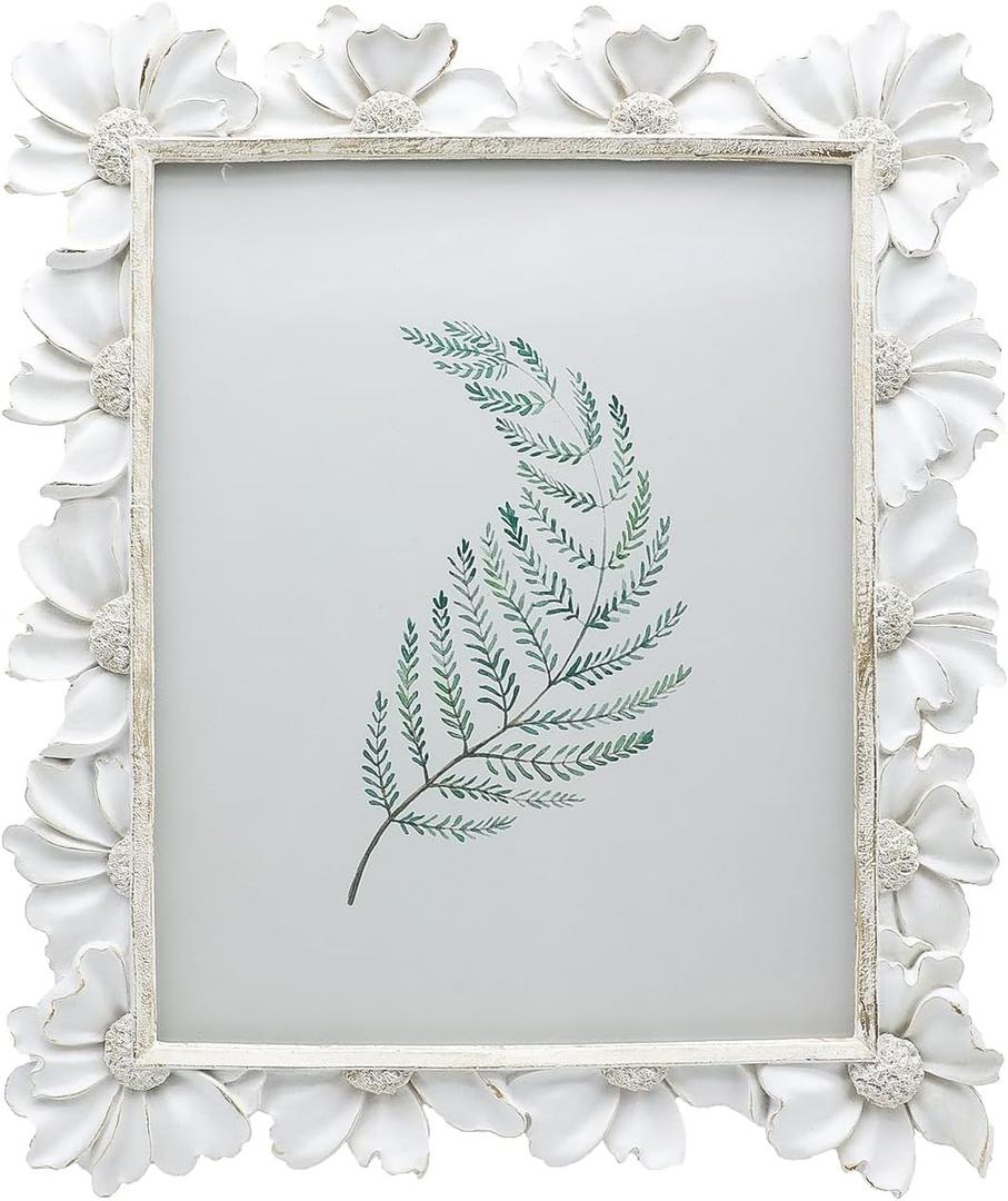 8x10 Vintage Picture Frame, Antique White Ornate Photo Frame, for Tabletop and Wall Display, Decorative Floral Design Retro Home Decor, Old Fashioned Photo Gallery Art