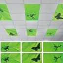 6 Pcs Fluorescent Light Covers with 60 Magnets Decorative for Classroom Ceiling Lights 4 x 2 Feet Magnetic Light Cover Filter Easy Install for Office Hospital Home Ceiling Supplies (Green Leaf Frog)