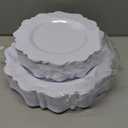 COLOSUS 60PCS White Plastic Plates for 30 guests-Fancy Plastic Beaded Plates,Plastic Plates for Party, Elegant White plates,Include 30 PCS 10.5" Dinner plates & 30PCS 8.25" Dessert plates for easter