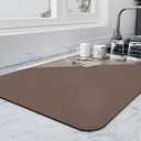 Dish Drying Mat for Kitchen Counter | Coffee Bar Mat for Countertops | Heat Resistant Drainer Mat with Non-slip Rubber Backed | Hide Stain Kitchen Absorbent Draining Mat | Brown 18"x24"