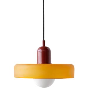Mid Century Modern Pendant Light Orange Green Glass Hanging Light Nordic Large Single Lamp Vintage Farmhouse Dining Room Chandelier Over Table Kitchen Island Bedroom Hallway Restaurant (+red)