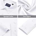 J.VER Men's Dress Shirts Stretch Long Sleeve Formal Shirt Solid Business Casual Button Down Shirts for Wedding Prom (White, Large Tall)