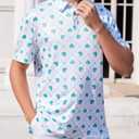 Mens Polo Shirts Short Sleeve Print Golf Shirts Gifts for Men (White, M)