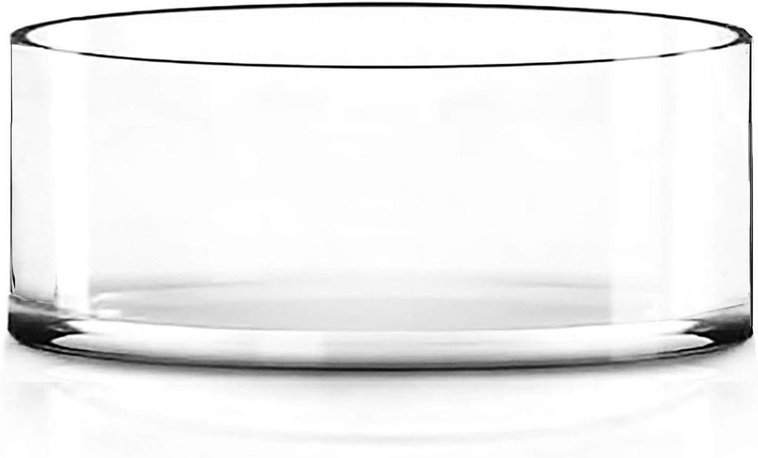 CYS EXCEL Extra Wide Glass Cylinder Vase 10 Inch Diameter x 4 Inch Height Large Clear Flower Vase for Centerpieces Floating Candles Terrariums or Succulents