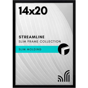Americanflat 14x20 Picture Frame with Polished Plexiglass - Streamline Collection - Thin Border Picture Frame for Wall Display - Hanging Hardware Included - Black