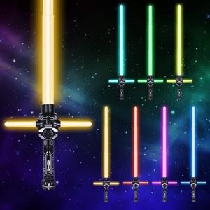 Lightsaber, 2-in-1 Light Up Saber with FX Sound, 7 Colors Retractable Lightsaber for Kids, LED Sword Toys for Adults Kids Birthday Halloween Cosplay, Xmas Present, Metroid and Warrior