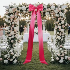 Knitgrip 118x28 Inch Extra Large Wedding Bow Giant Wall Satin Bow Decoration with Long Streamers Huge Oversized Topper Decor for Room Backdrop Tree Topper Holiday Party Door(Hot Pink,Satin)