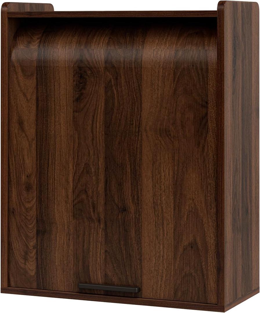 ZttRiee Bathroom Wall Cabinet, Medicine Cabinet with Roll-Up Door & 3 Shelves, Over The Toilet Wall-Mounted Storage Cabinet, Walnut